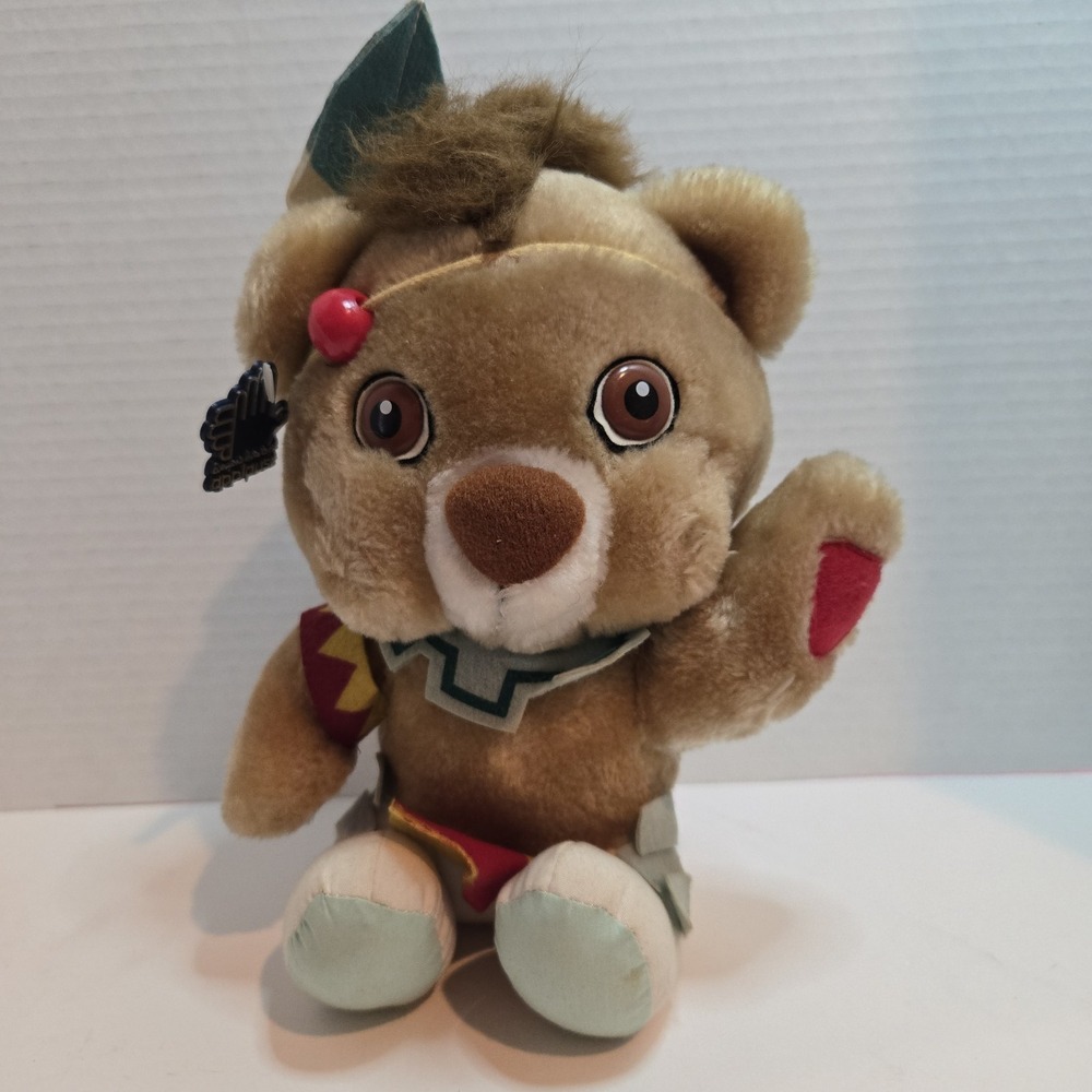 1985‎ Applause Hanna Barbera PAW PAWS Brave Paw Indian Bear Stuffed Plush 9" Toy
